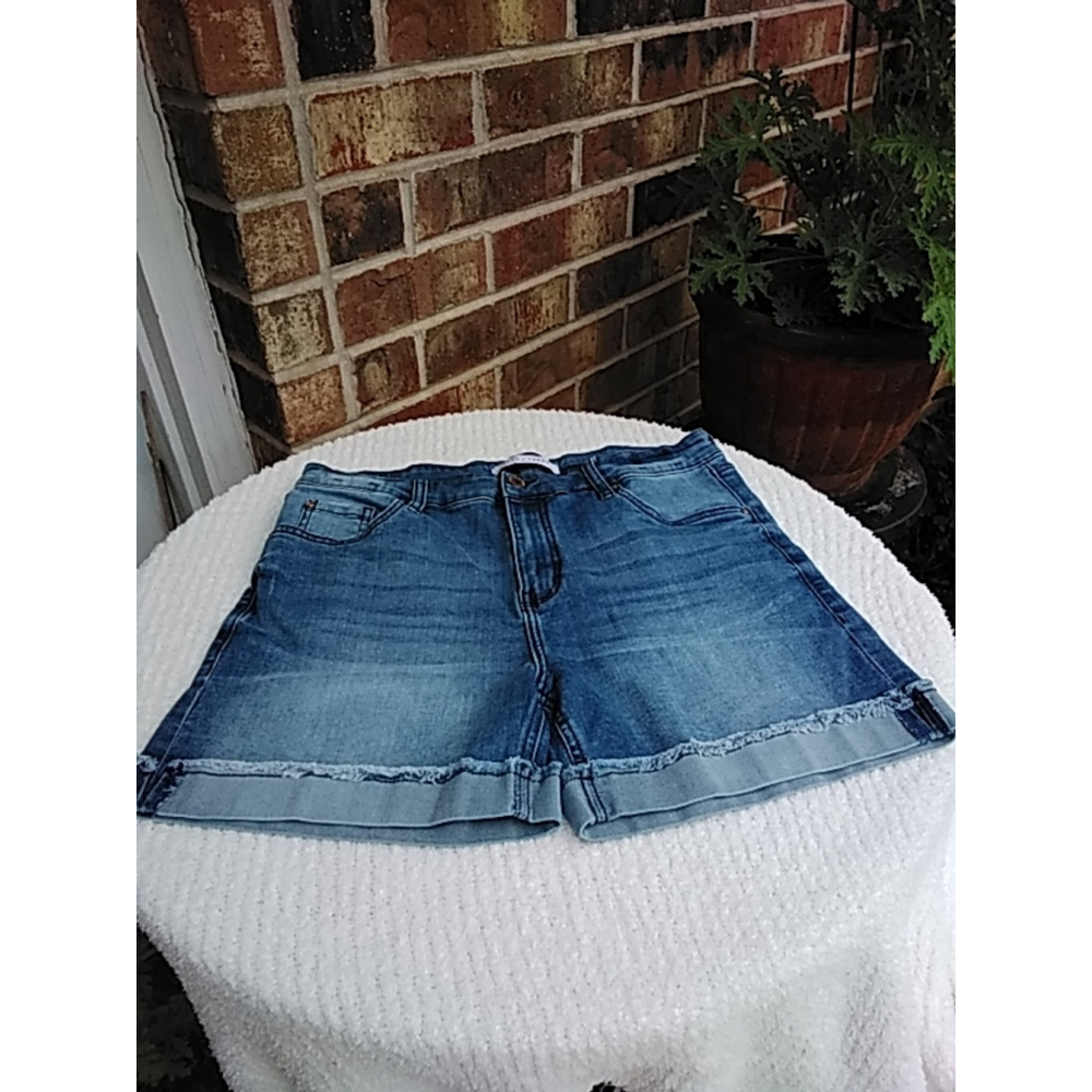 🌷NWOT Women's Truth + Theory Denim Shorts Size 12 Blue - Picture 2 of 9